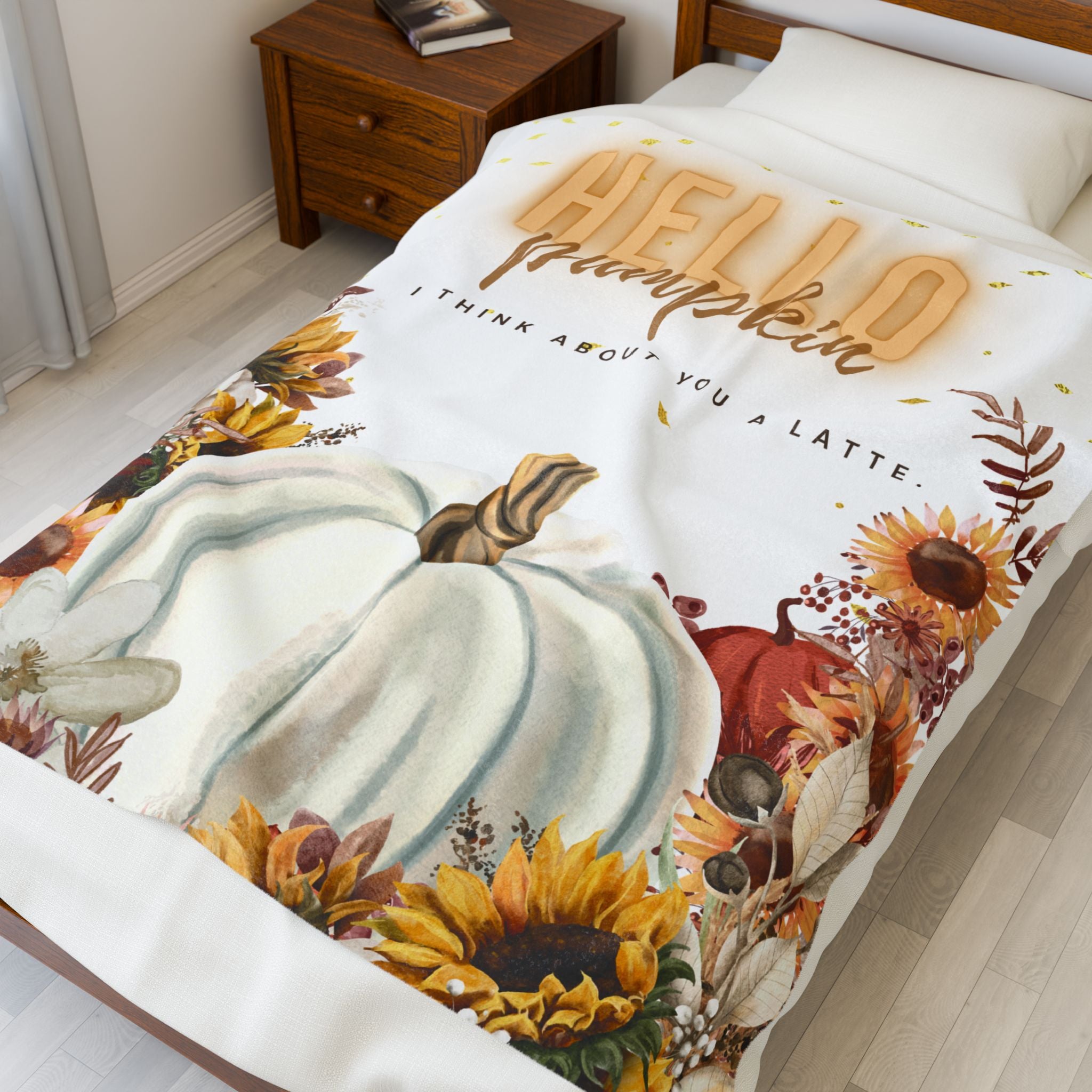 Cozy Fall Velveteen Plush Blanket, Perfect Gift for Autumn, Home Decor, Pumpkin Lovers, Seasonal Decor, Warm and Snuggly Throw