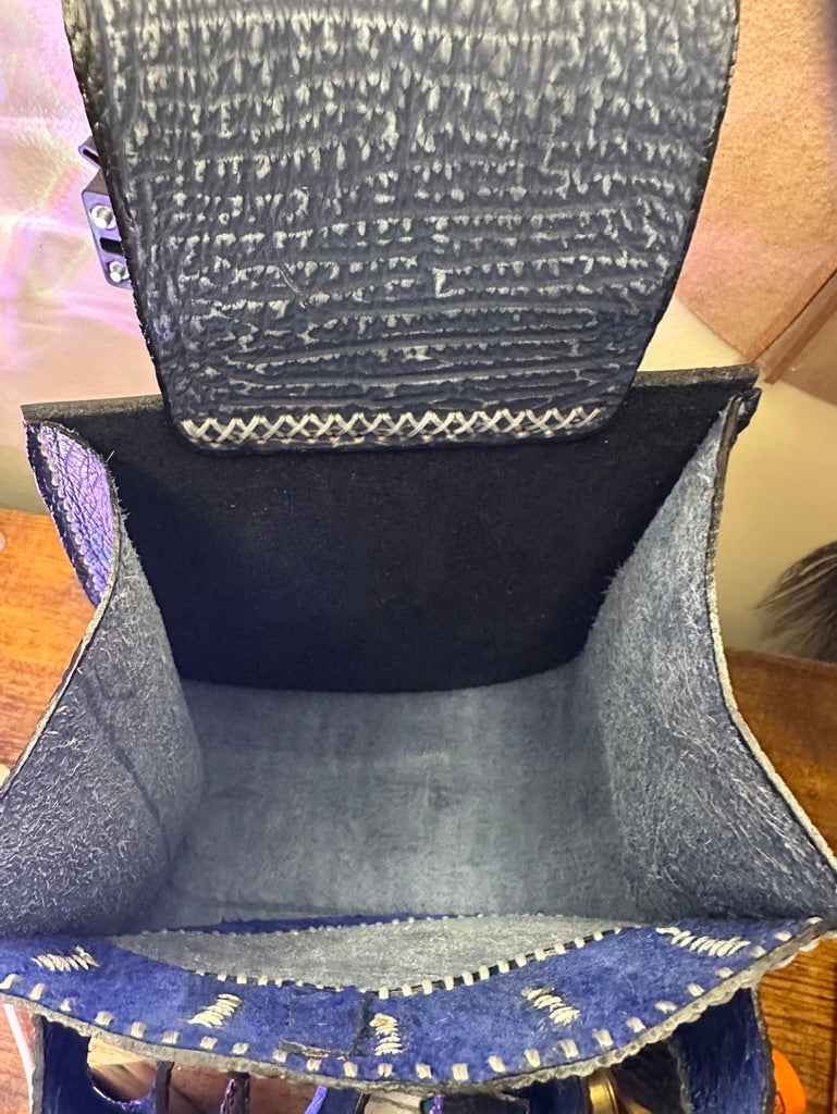 Exotic Sharkskin Leather Shotgun Shell Ammo Bag - Sporting Clay Belt Pouch