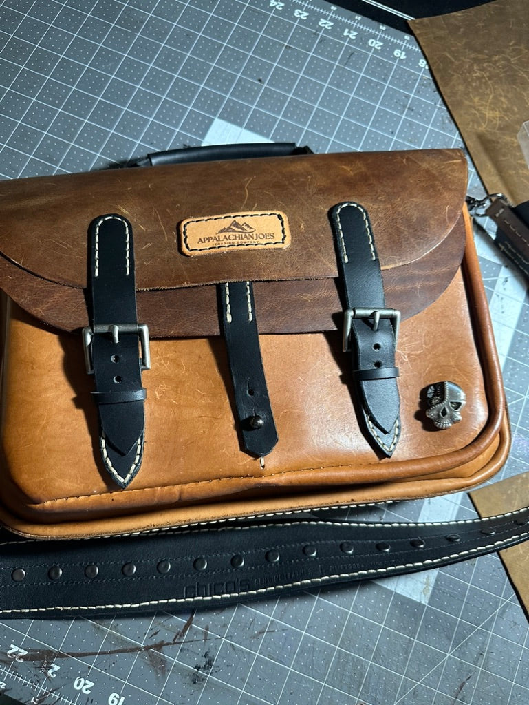 Gearhead Leather Media Case - Multi-Colored Utility Leather Messenger Bag