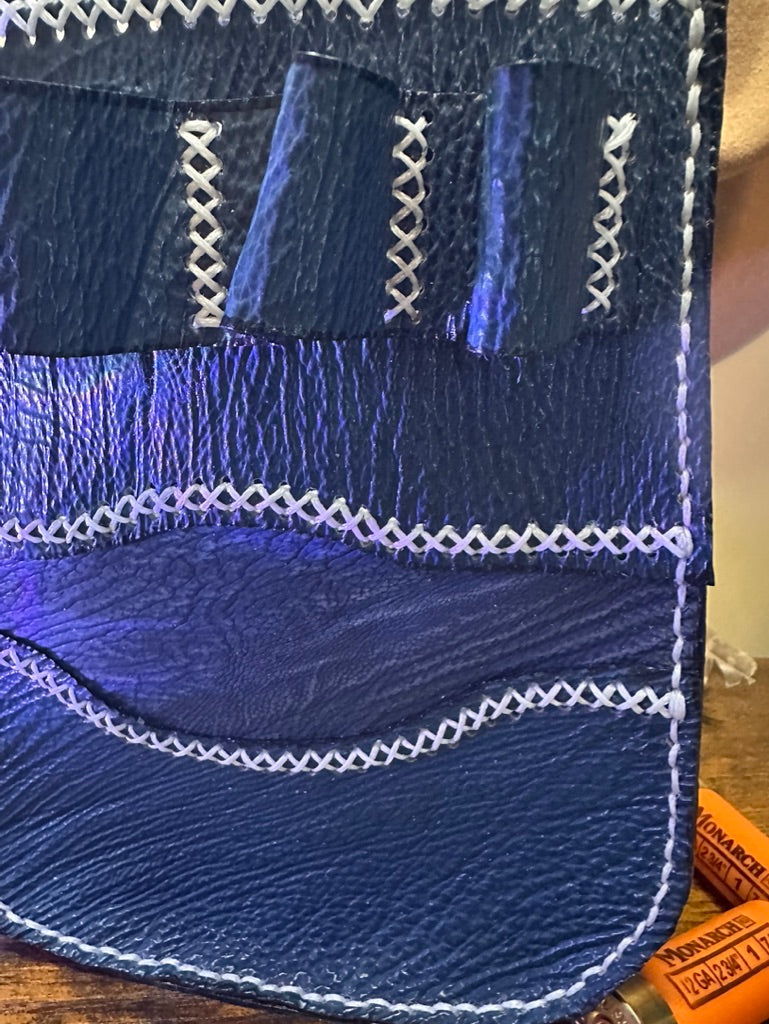 Exotic Sharkskin Leather Shotgun Shell Ammo Bag - Sporting Clay Belt Pouch