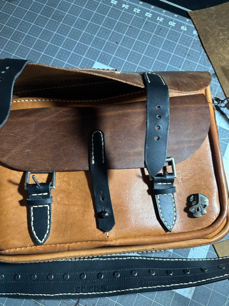Gearhead Leather Media Case - Multi-Colored Utility Leather Messenger Bag