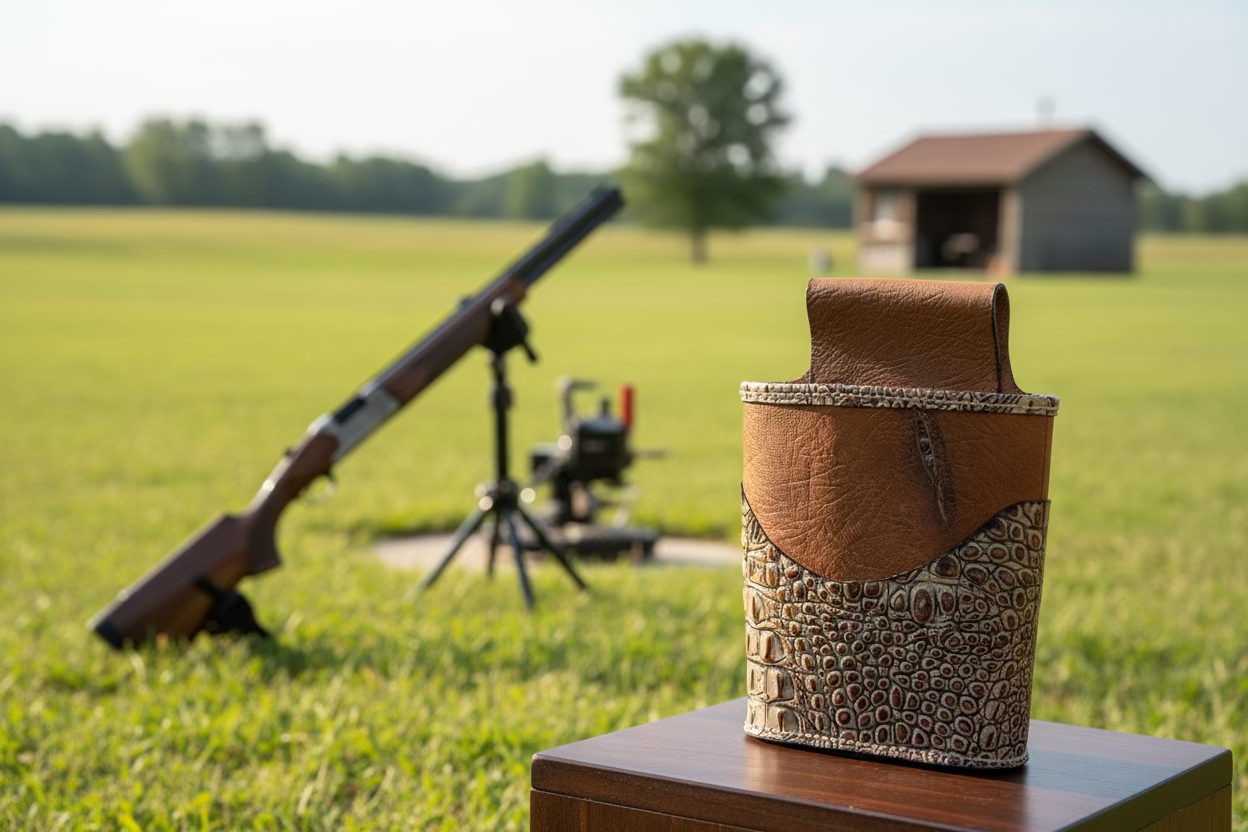 Shell Pouch - Sporting Clays Belt Bag | Croc-Embossed & Bison Leather - ONLY ONE OF ITS KIND