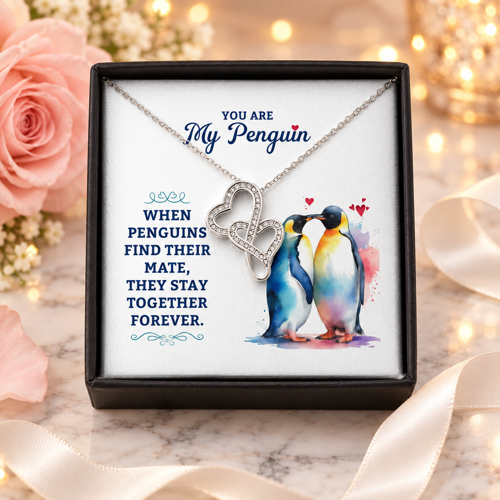 You Are My Penguin Necklace – Heart-to-Heart Pendant Gift for Wife, Girlfriend or Soulmate