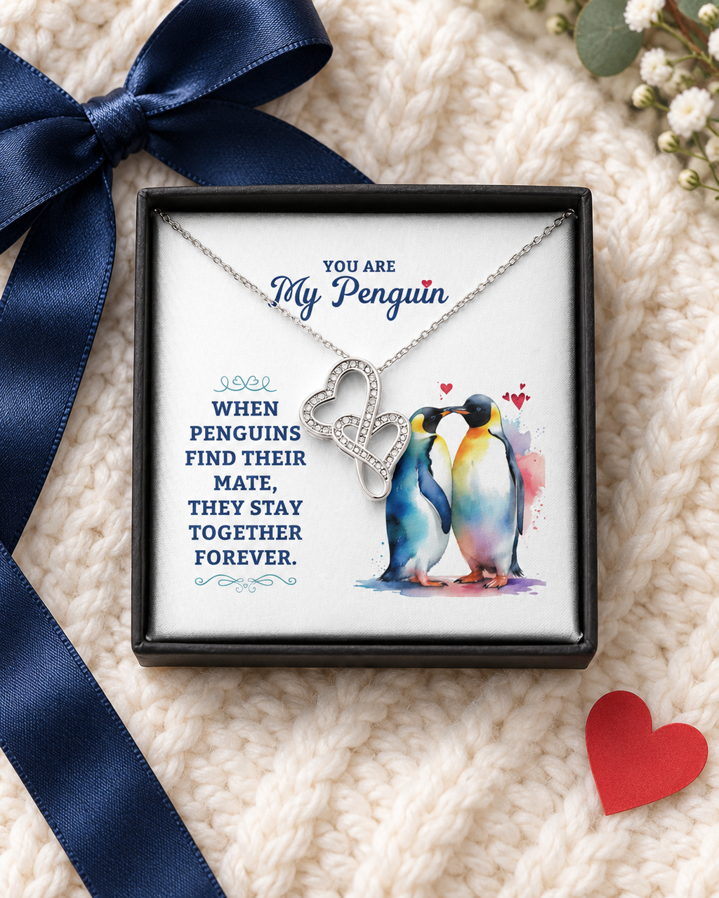 You Are My Penguin Necklace – Heart-to-Heart Pendant Gift for Wife, Girlfriend or Soulmate