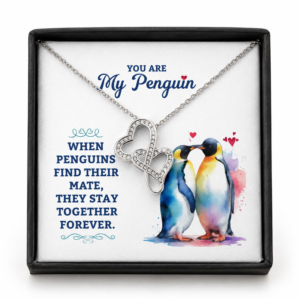 You Are My Penguin Necklace – Heart-to-Heart Pendant Gift for Wife, Girlfriend or Soulmate