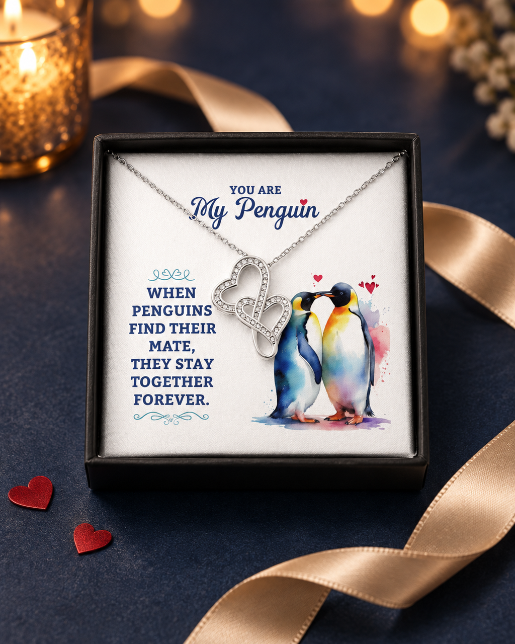 You Are My Penguin Necklace – Heart-to-Heart Pendant Gift for Wife, Girlfriend or Soulmate