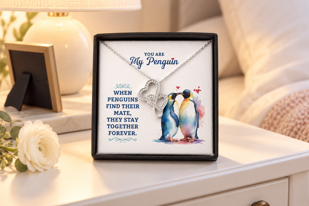 You Are My Penguin Necklace – Heart-to-Heart Pendant Gift for Wife, Girlfriend or Soulmate