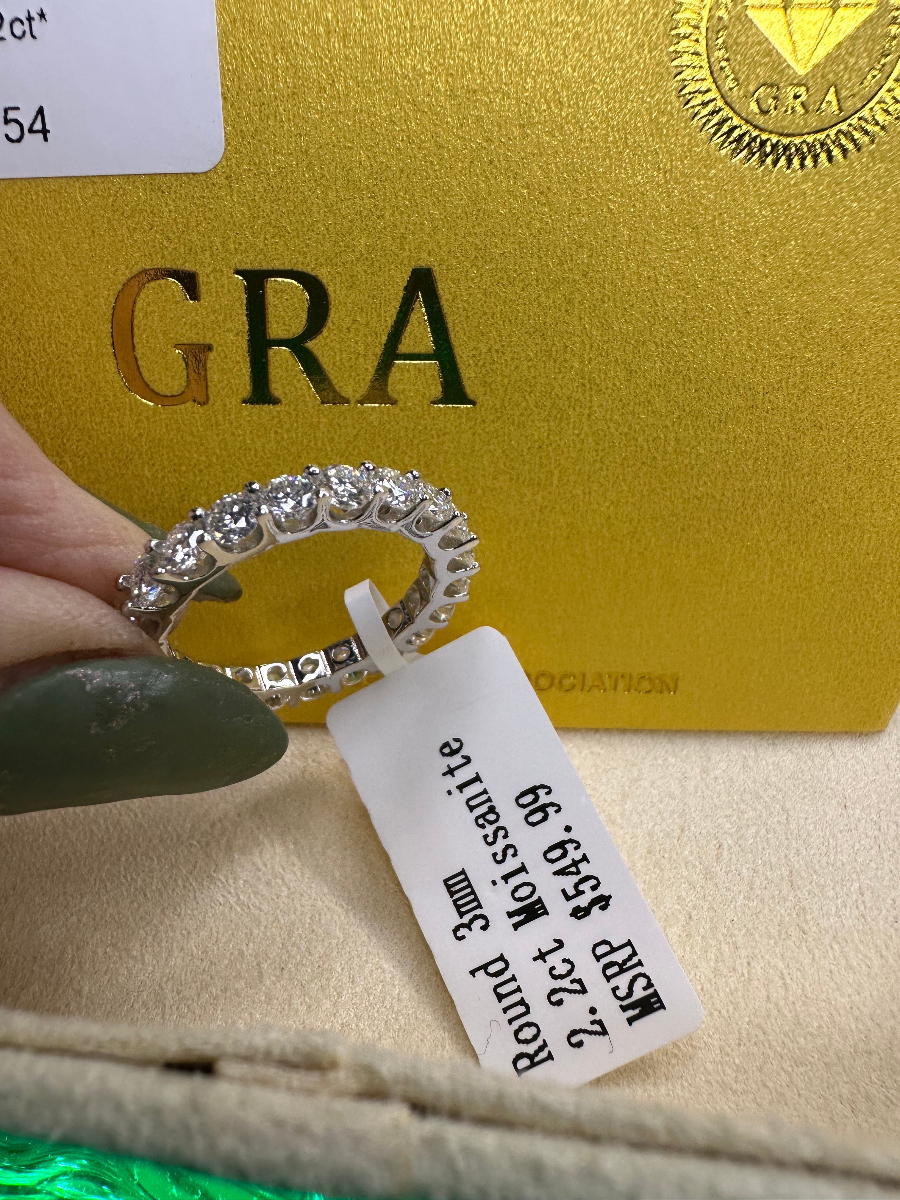 Moissanite Lab Cultured Diamond Ring - 2.2CT Sterling Silver - GRA Certified