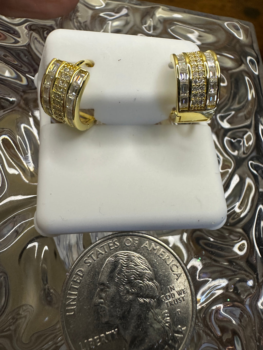 14kt Gold Vermeil Triple Huggie Hoop Earrings - 1.50ctw Lab-Grown Diamonds