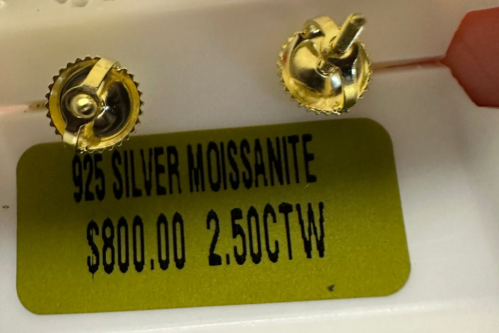 14kt Gold Over 925 Silver Mosiac Moissanite Diamond Earrings