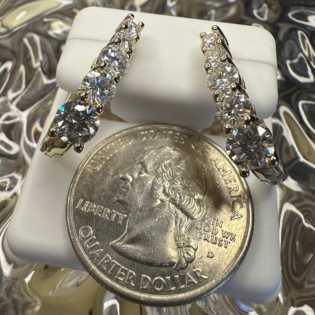 18kt Gold Vermeil 2.5CTW Lab Grown Moissanite Diamonds Huggie Hoop Earrings