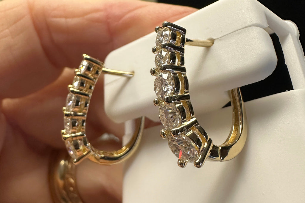 18kt Gold Vermeil 2.5CTW Lab Grown Moissanite Diamonds Huggie Hoop Earrings