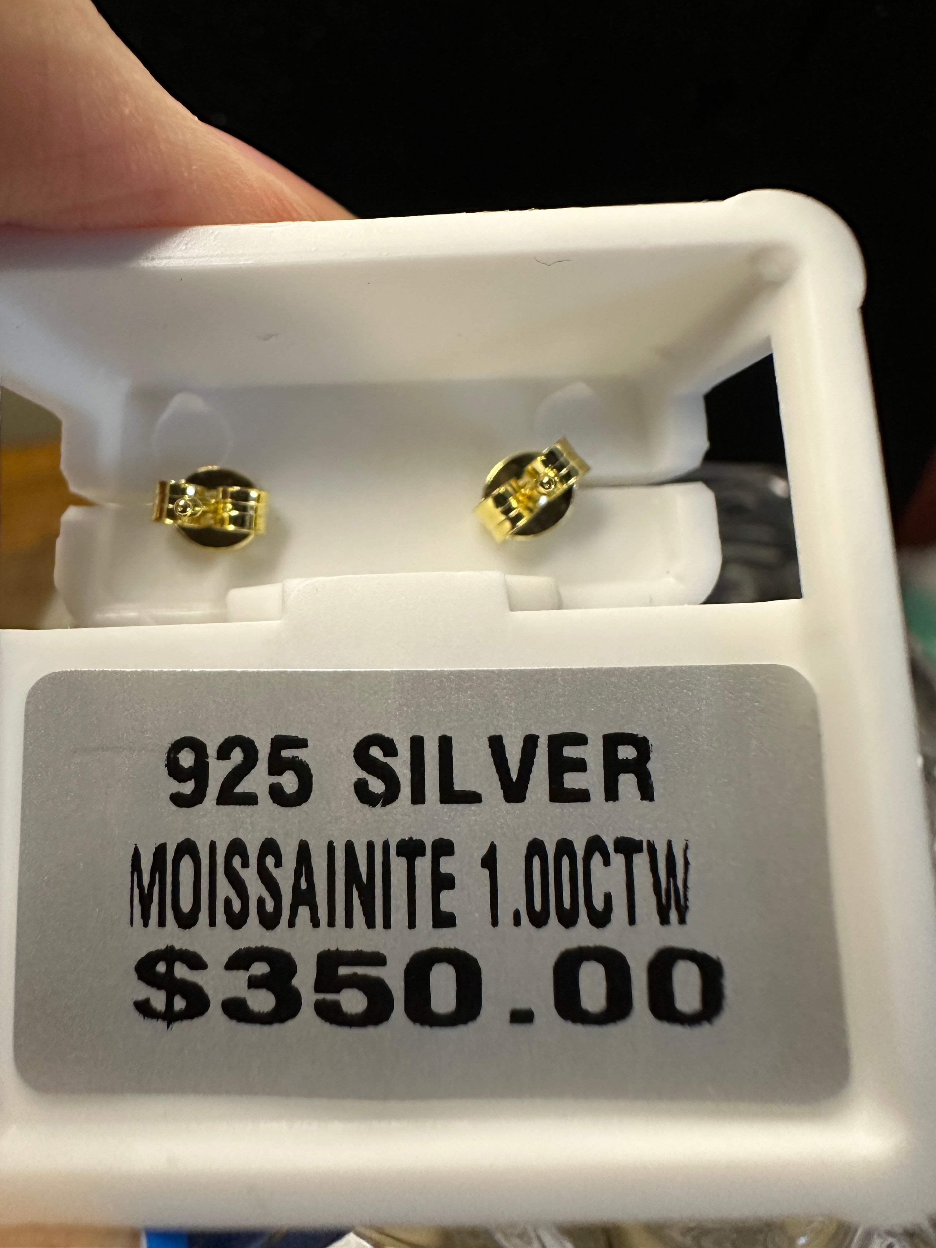 14kt Gold Over 925 Silver Moissanite Huggie Hoop Earrings - 1.00ctw