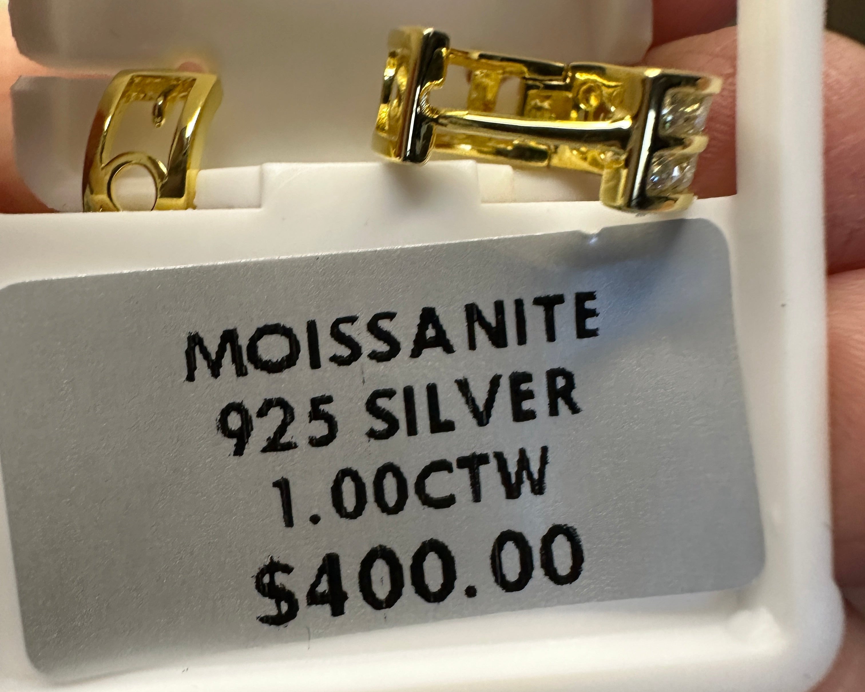 14kt Gold Over 925 Silver Moissanite Huggie Hoop Earrings - 1.00ctw