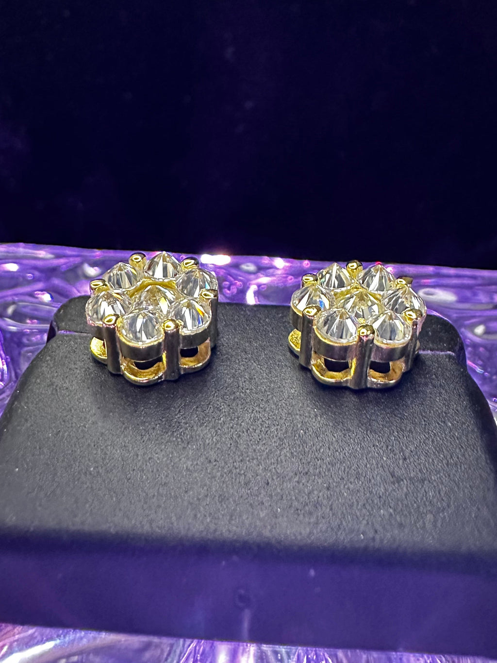 14kt Gold Honeycomb Moissanite Earrings - 2.0ctw Spike Reverse Setting