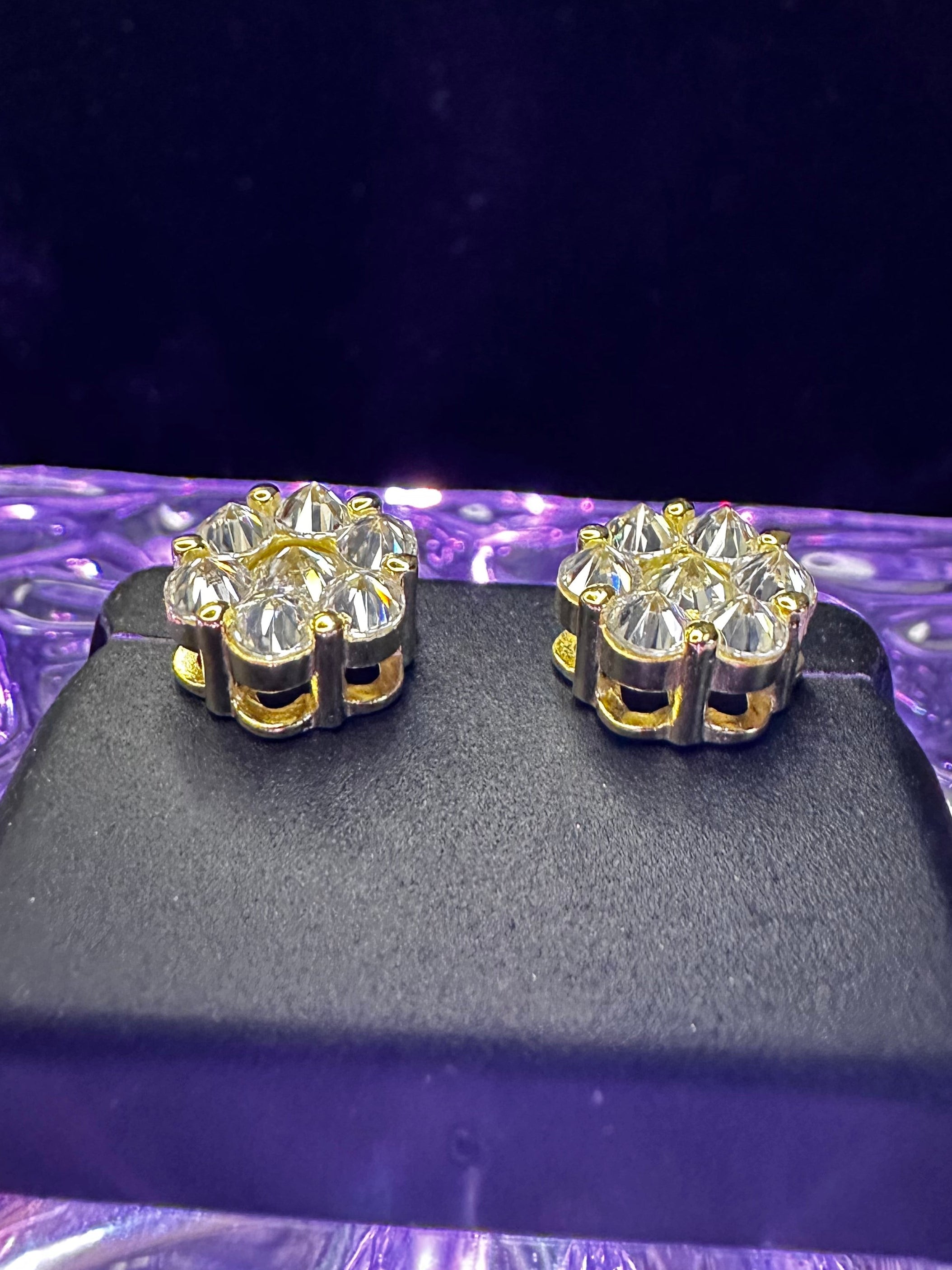 14kt Gold Honeycomb Moissanite Earrings - 2.0ctw Spike Reverse Setting