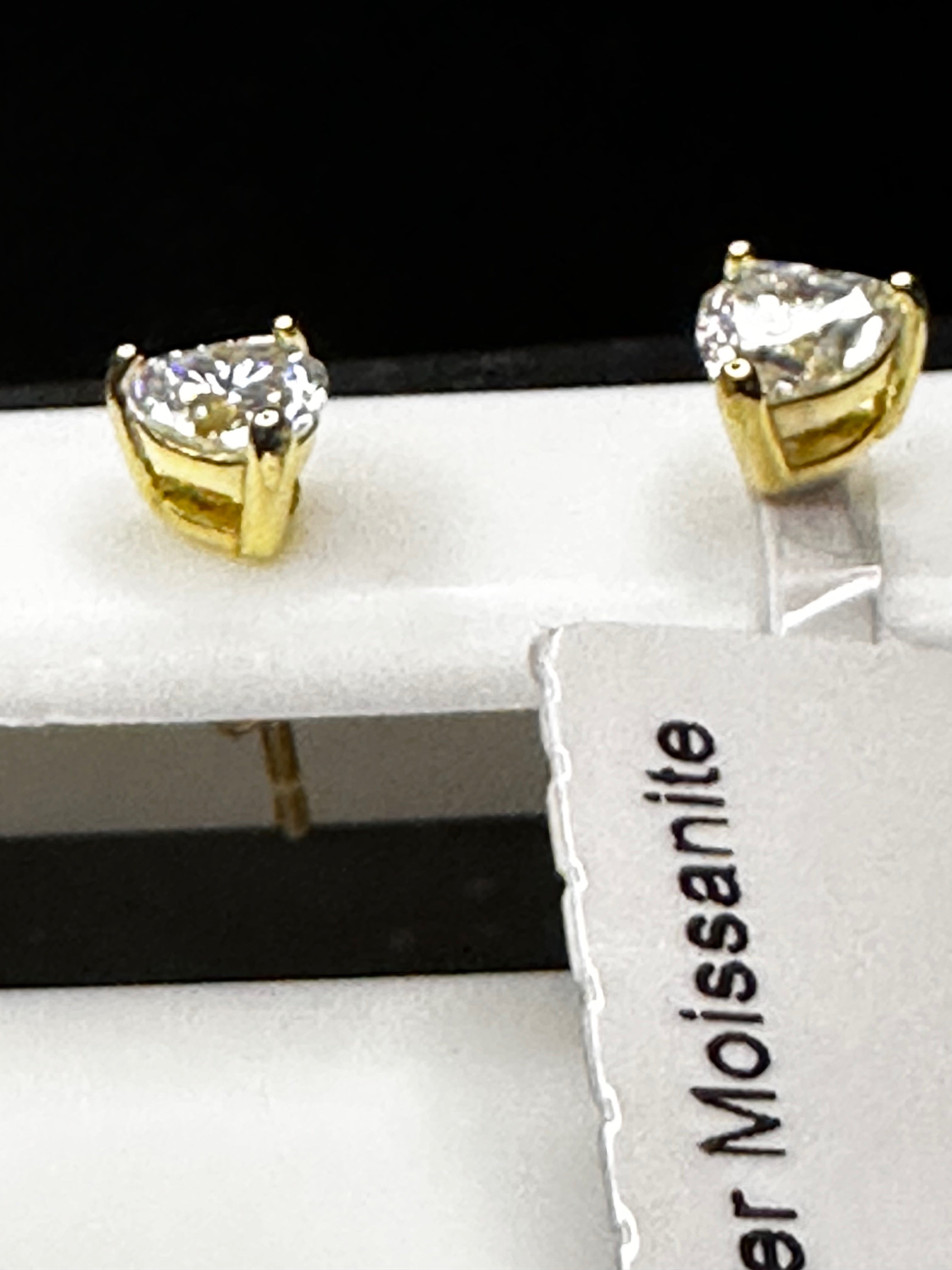 0.96ct Heart Cut Moissanite Earrings - GRA Certified with Warranty