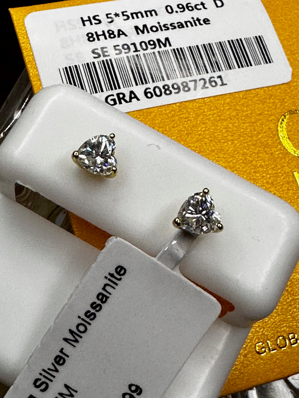 0.96ct Heart Cut Moissanite Earrings - GRA Certified with Warranty