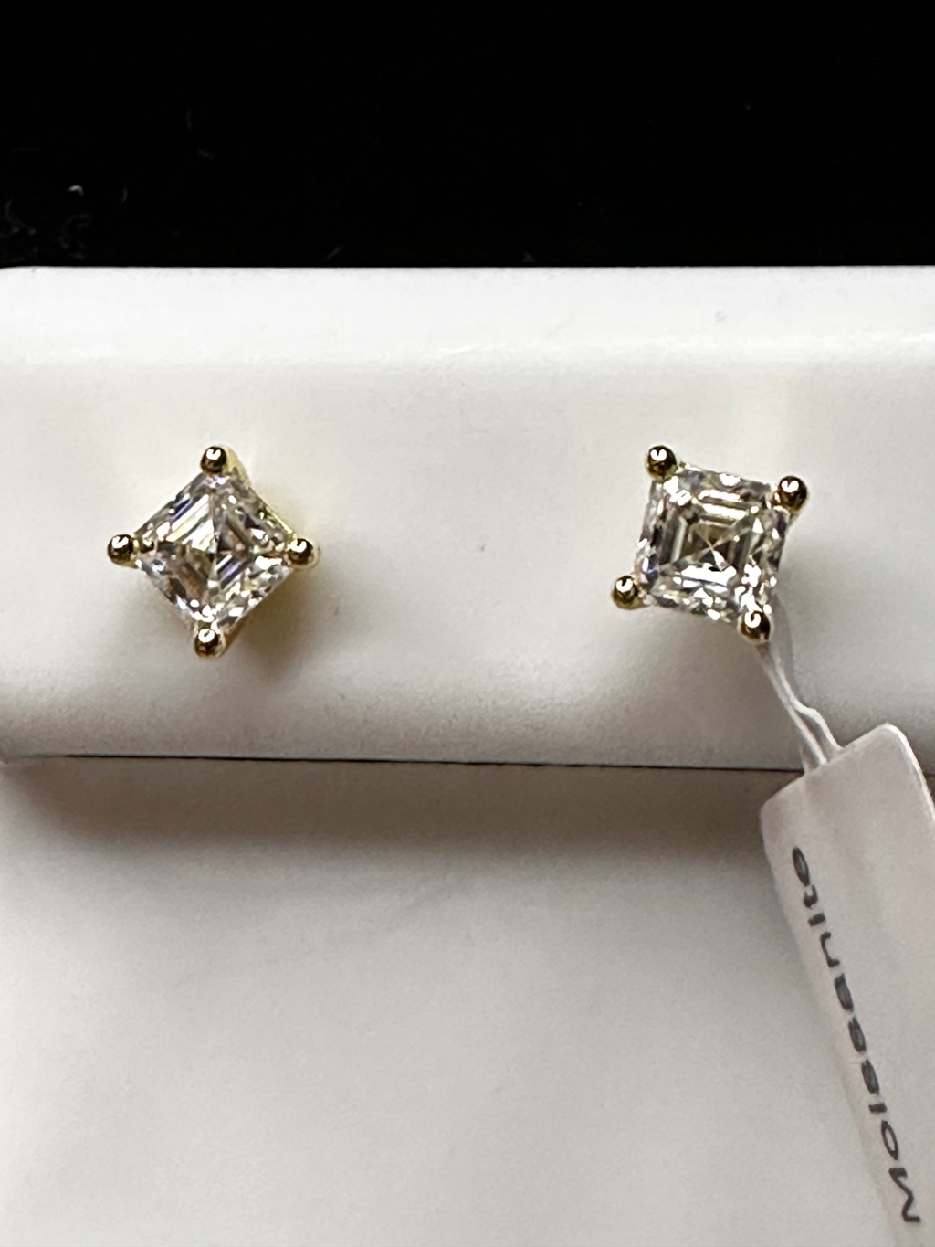 0.68ct Princess Cut Moissanite Stud Earrings - GRA Certified Warranty
