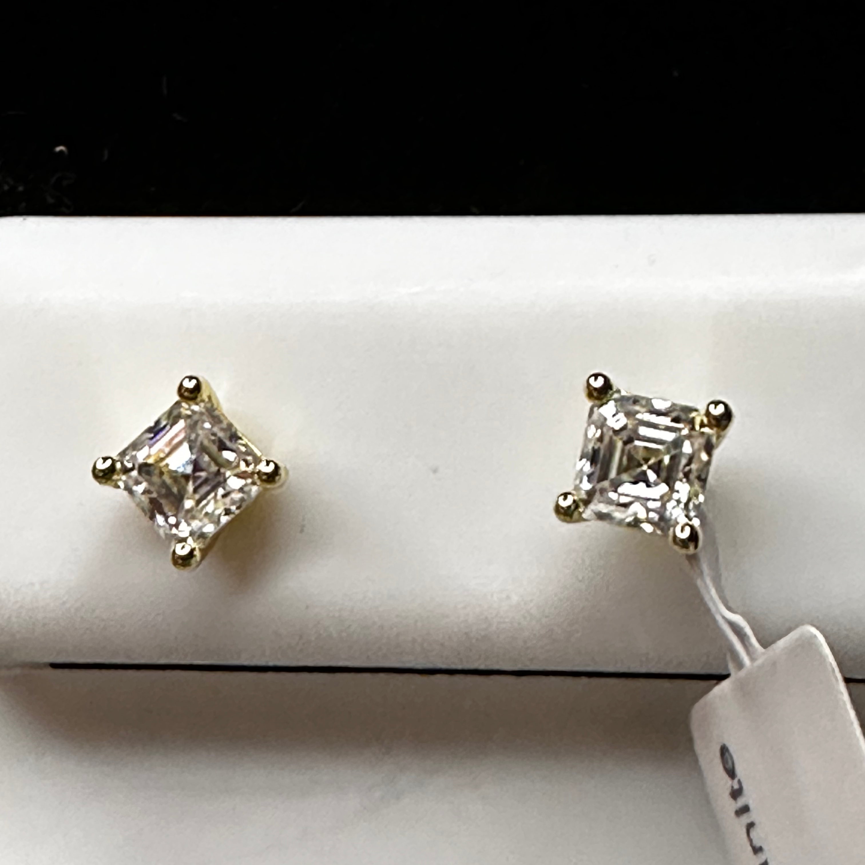 0.68ct Princess Cut Moissanite Stud Earrings - GRA Certified Warranty