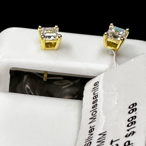 0.68ct Princess Cut Moissanite Stud Earrings - GRA Certified Warranty