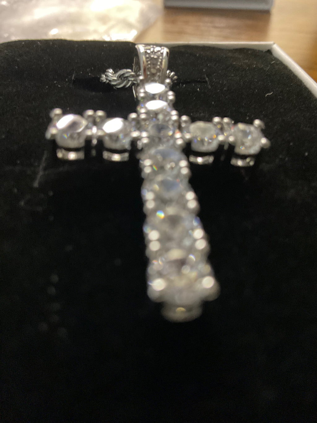 6ctw Moissanite 925 Silver Cross Pendant with 20in Rope Chain - GRA Certified
