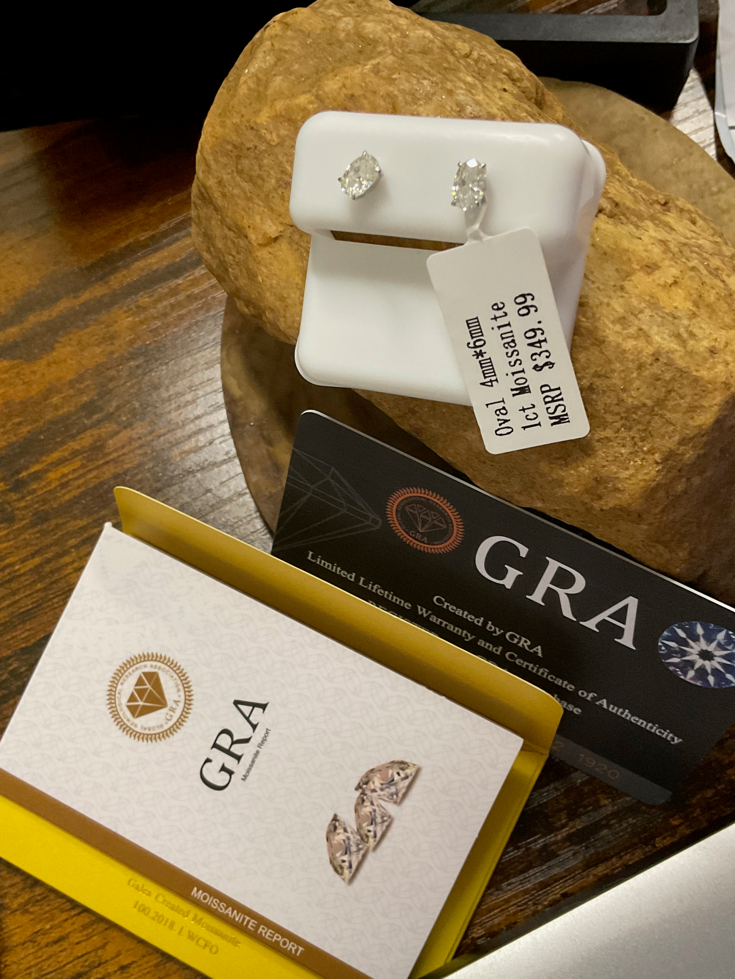 1CT Oval Cut Moissanite Earrings - GRA Certified VVS1