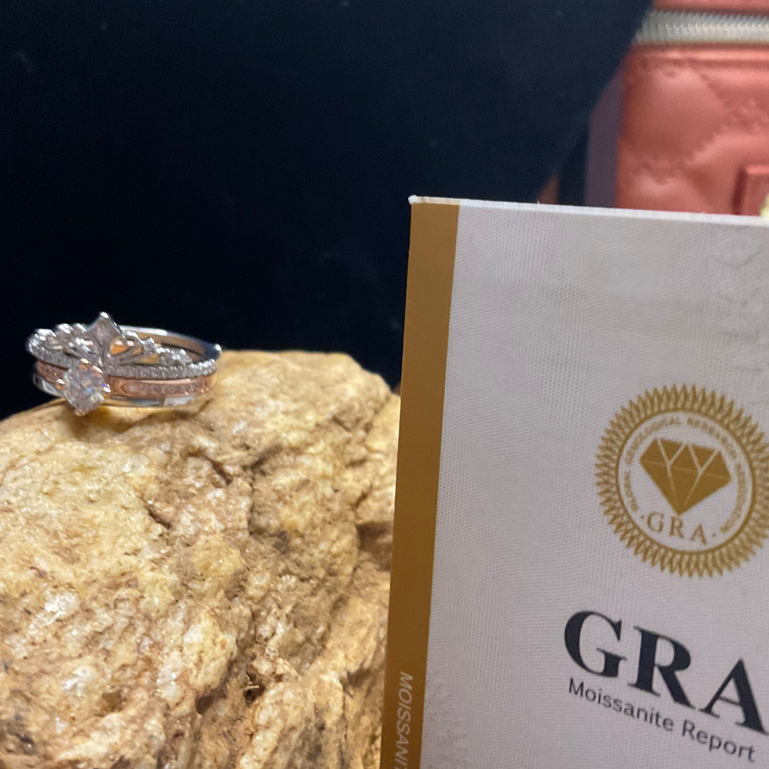 0.5ct Moissanite Double Ring Set with Princess Tiara Enhancer - GRA Certified Size 7