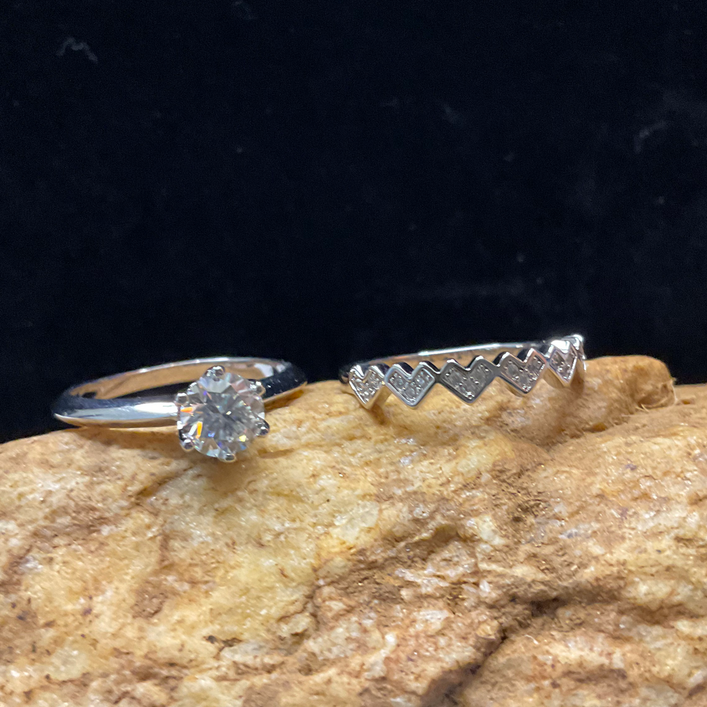 0.5ct Moissanite "I love you" Set with Hearts Band - GRA Certified Size 8