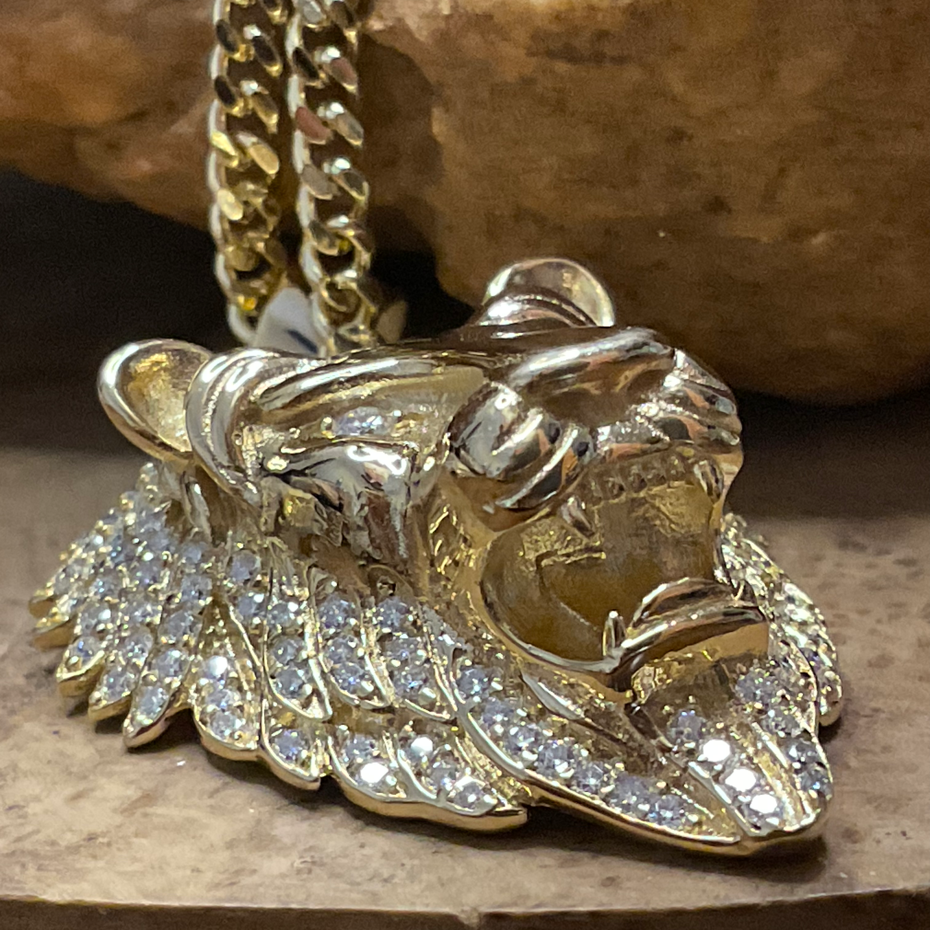 18CT Gold Vermeil Roaring King Of The Jungle 1.5CT Moissanite Necklace- GRA Certified w/Warranty