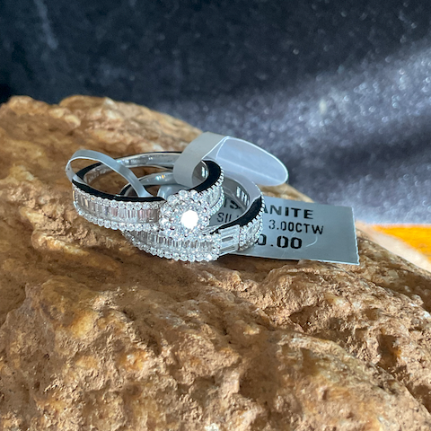 Diamond ring on a rock with a price tag