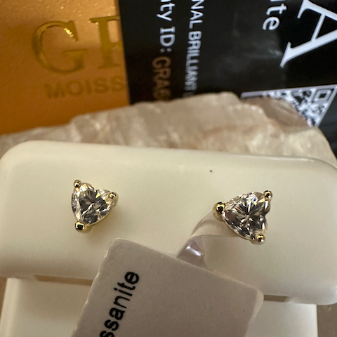 0.51CT Heart Cut Moissanite Earrings - GRA Certified