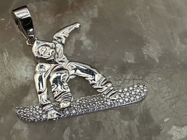 0.5CT Mosaic Moissanite Surf Boarder Pendant - GRA Certified Sasquatch/BigFoot