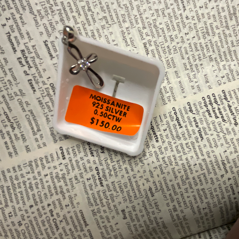 Jewelry with a tag on a newspaper background