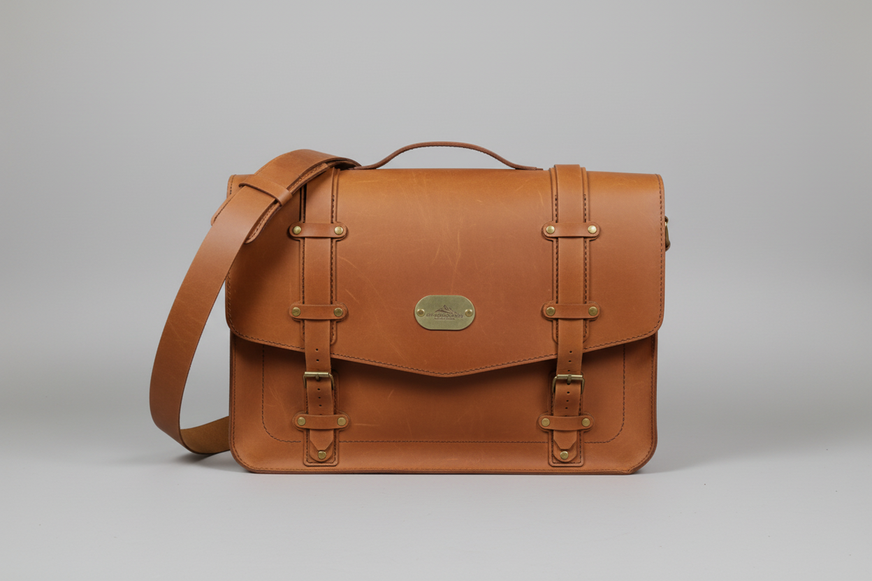 Leather Messenger Bag - Laptop Brief Case - HandCrafted - TSA Design