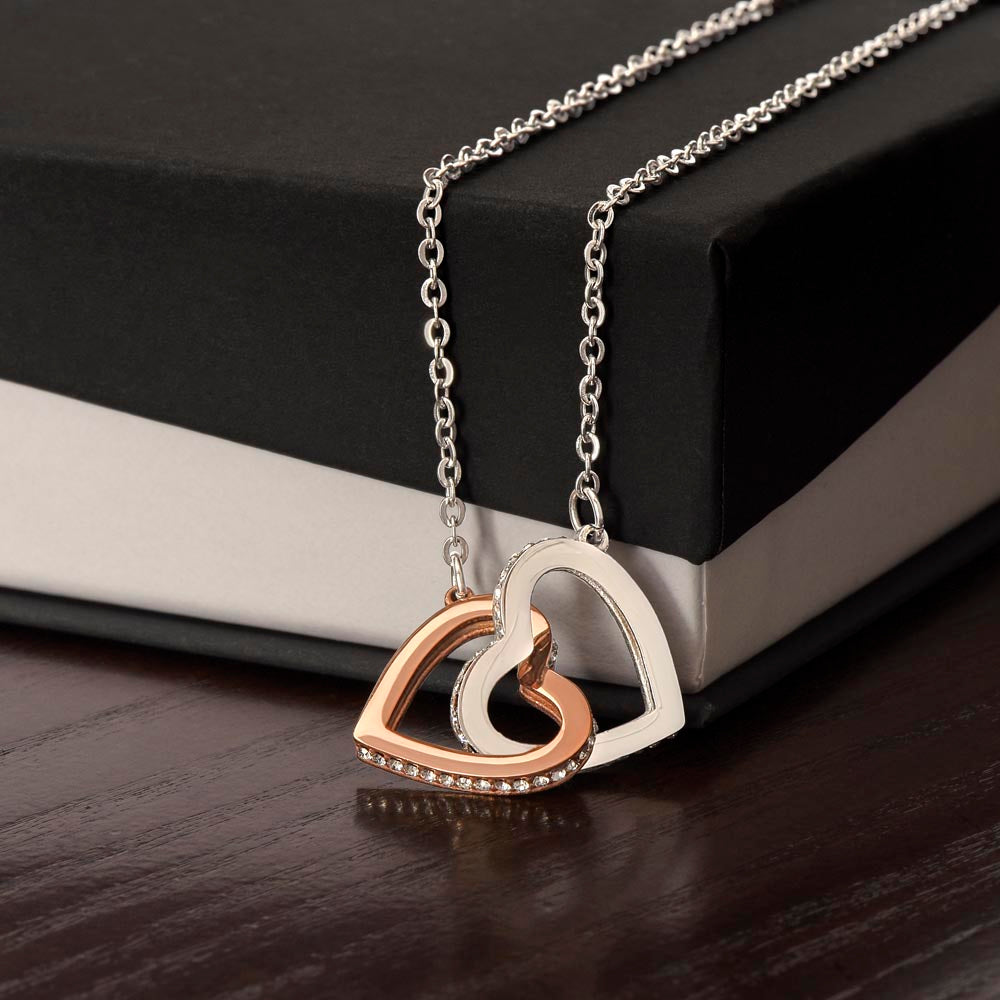 Rose Gold and Polished Stainless Steel - Interlocking Hearts Necklace - Perfect for Besties, Soulmate, Wife, Daughter - Any Occasion
