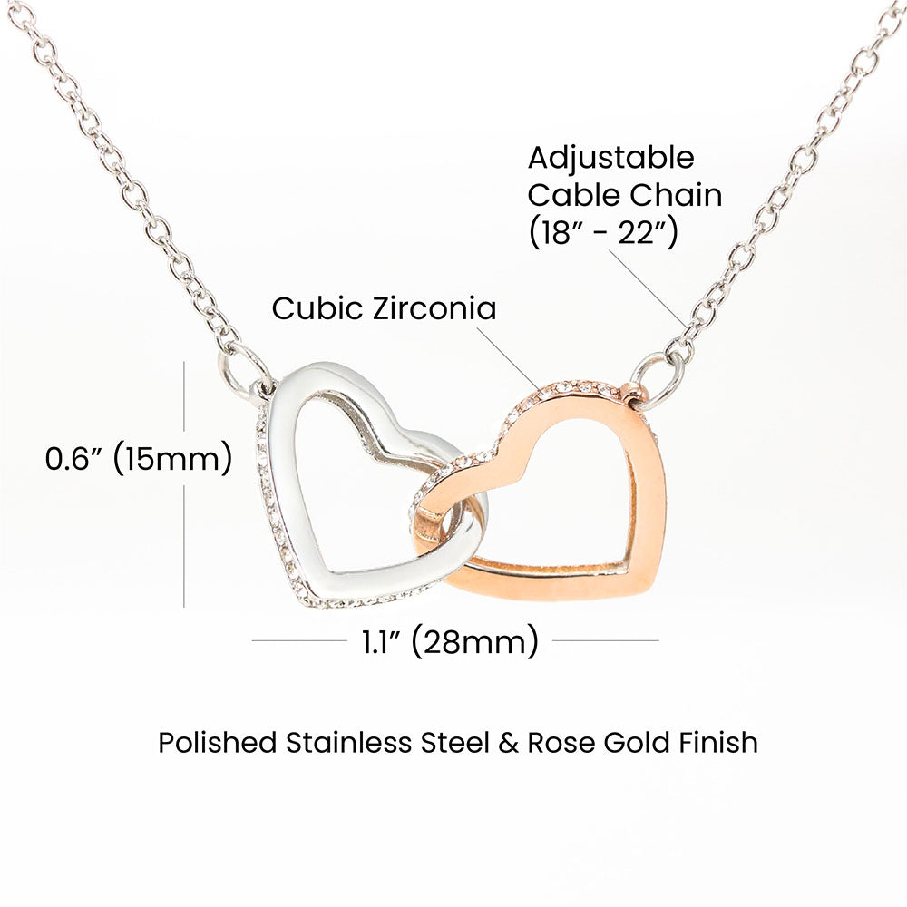 Rose Gold and Polished Stainless Steel - Interlocking Hearts Necklace - Perfect for Besties, Soulmate, Wife, Daughter - Any Occasion