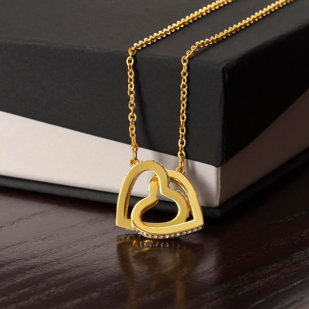 Rose Gold and Polished Stainless Steel - Interlocking Hearts Necklace - Perfect for Besties, Soulmate, Wife, Daughter - Any Occasion