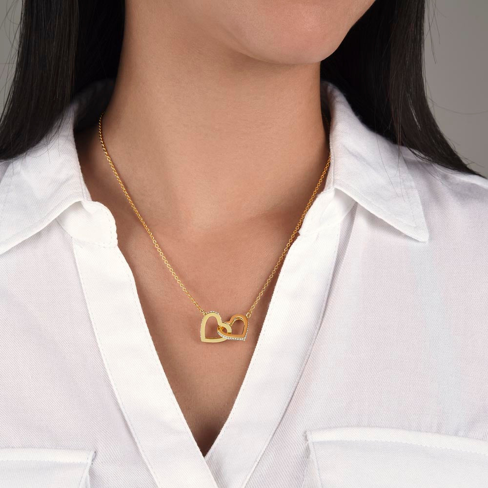 Rose Gold and Polished Stainless Steel - Interlocking Hearts Necklace - Perfect for Besties, Soulmate, Wife, Daughter - Any Occasion