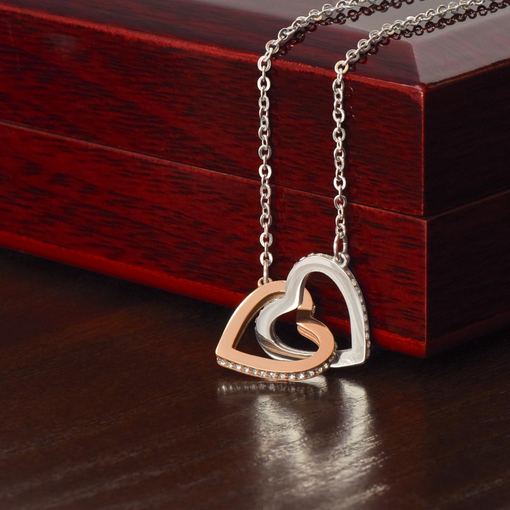 Rose Gold and Polished Stainless Steel - Interlocking Hearts Necklace - Perfect for Besties, Soulmate, Wife, Daughter - Any Occasion