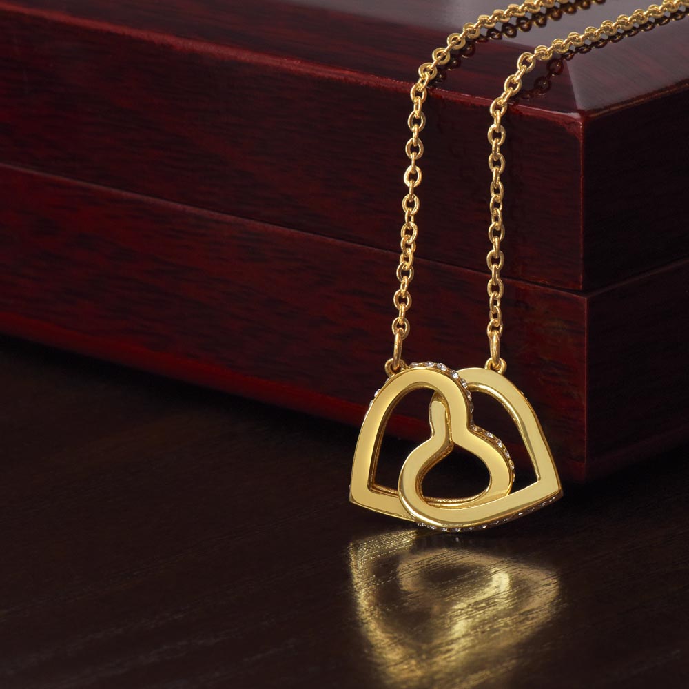 Rose Gold and Polished Stainless Steel - Interlocking Hearts Necklace - Perfect for Besties, Soulmate, Wife, Daughter - Any Occasion
