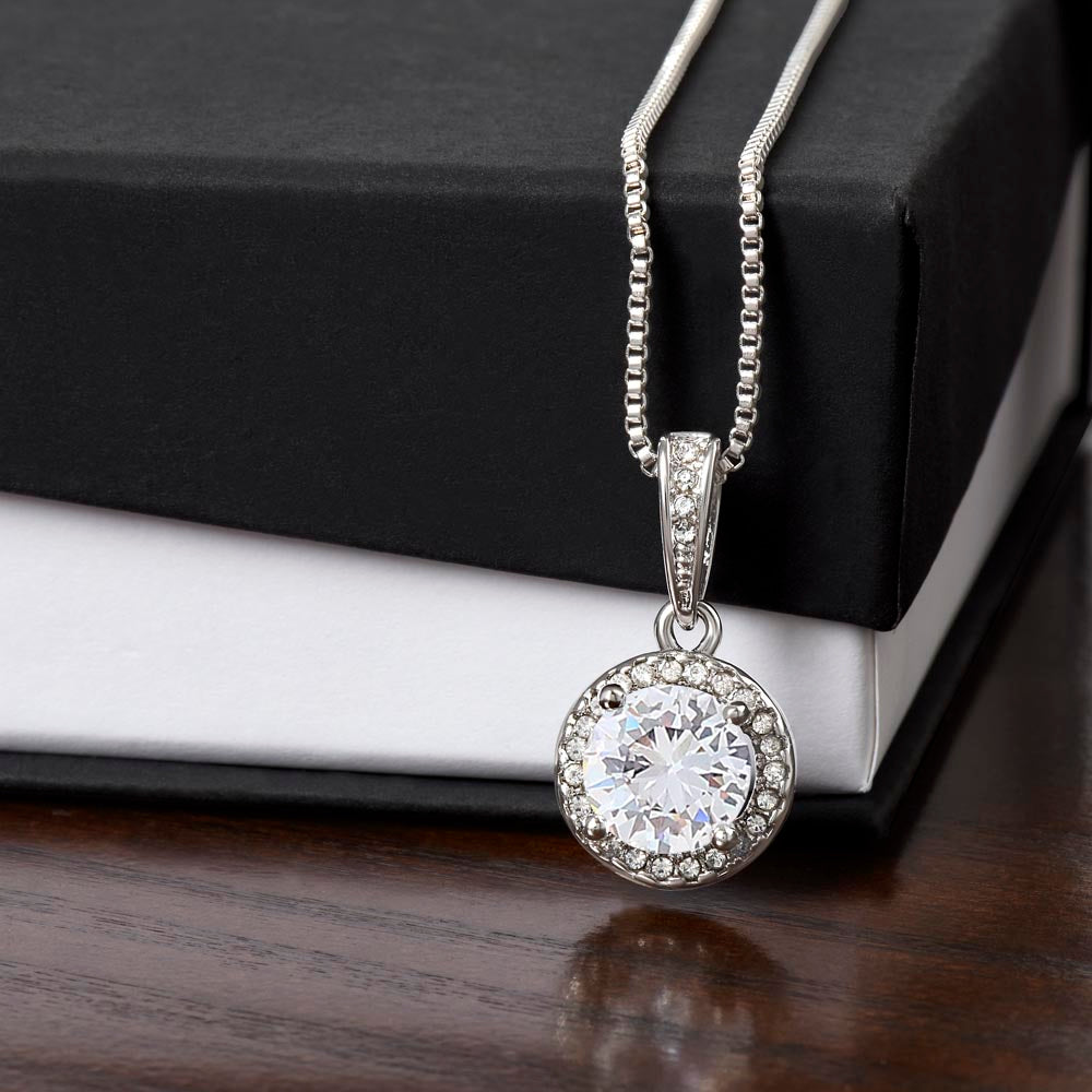 Cushion Cut 8mm Eternal Hope Necklace - with the Halo and Bale of Pave' Crystals