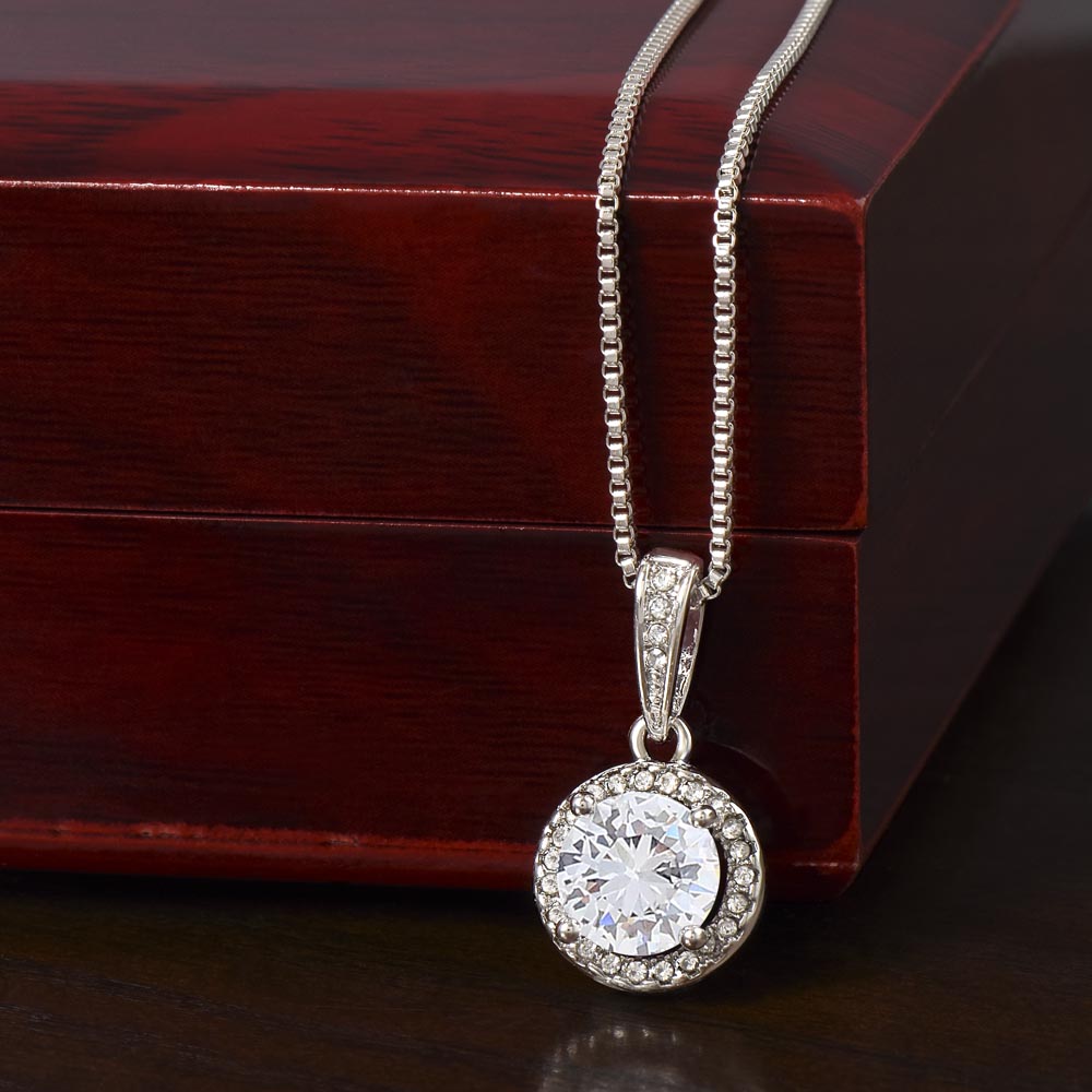 Cushion Cut 8mm Eternal Hope Necklace - with the Halo and Bale of Pave' Crystals