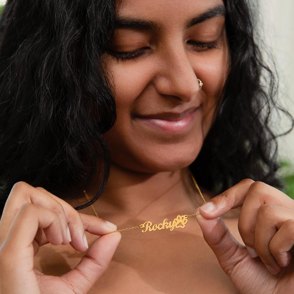 Paw Print Name Necklace - Customize Yourself