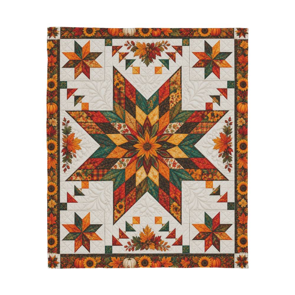 FALL LONE STAR - QUILTED-LOOK - JERSEY FLEECE BLANKET