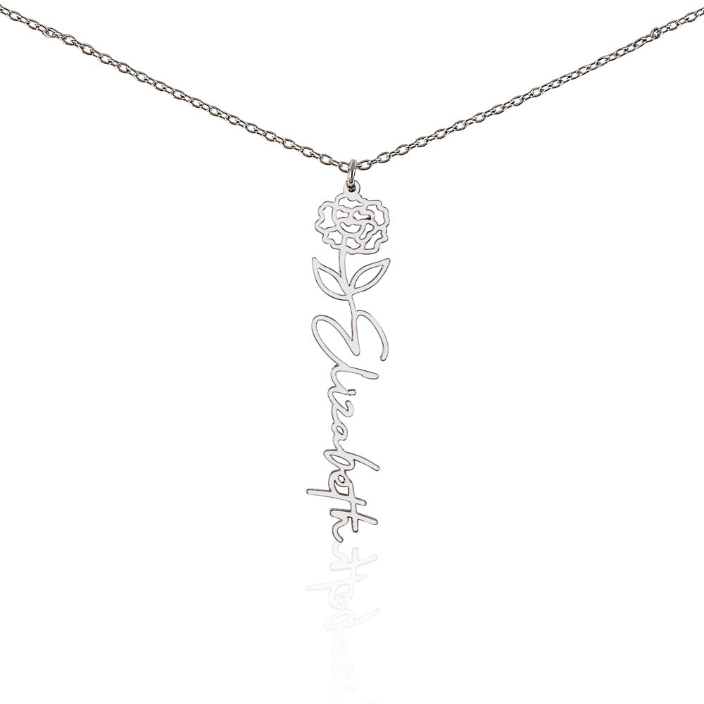 Flower Name Necklace - Vertical