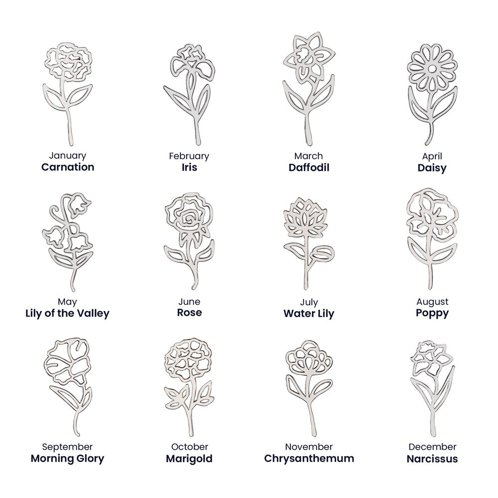 Flower Name Necklace - Vertical