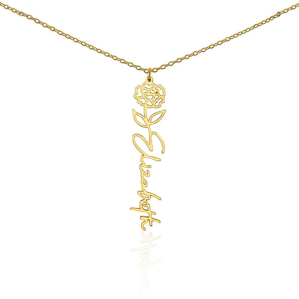 Flower Name Necklace - Vertical