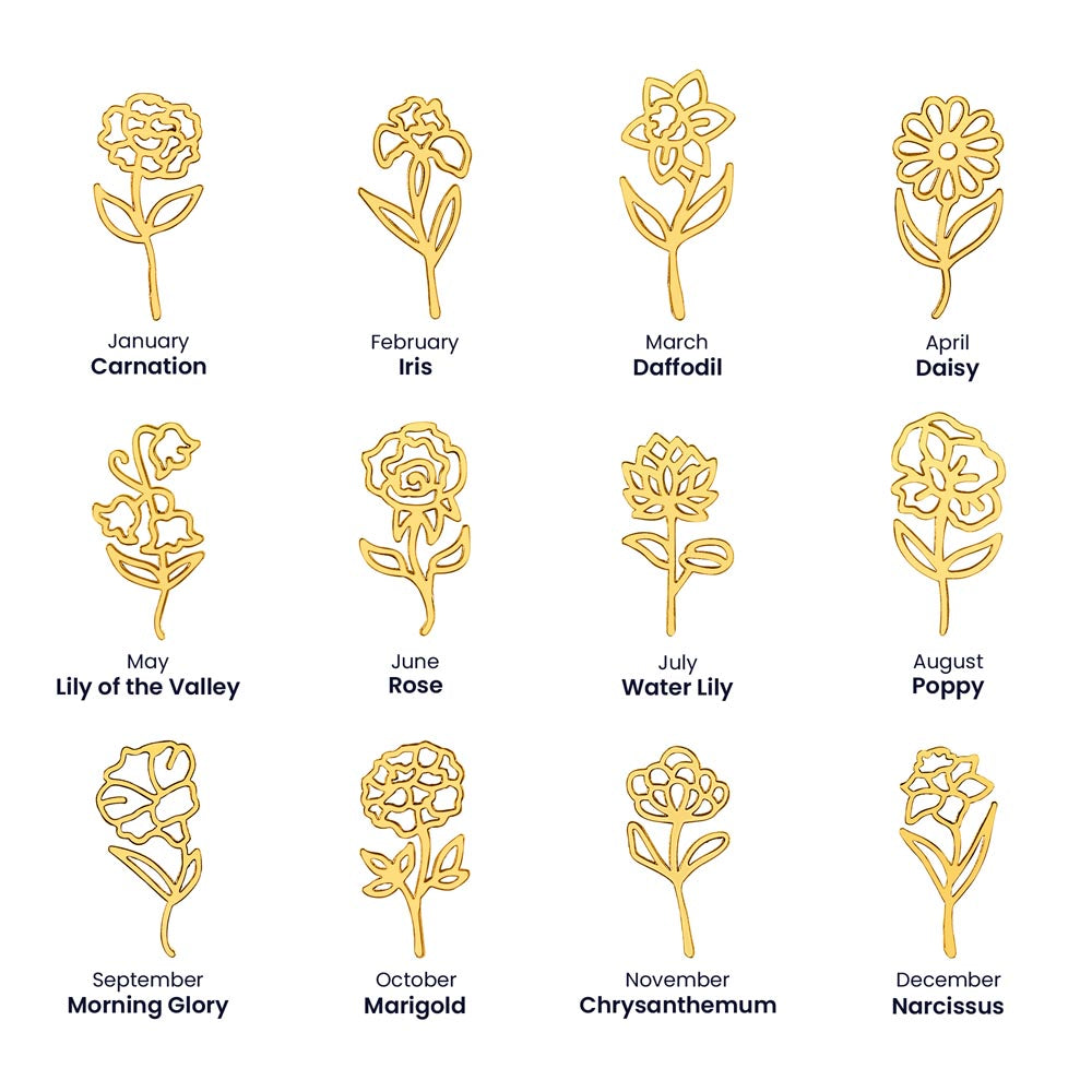 Flower Name Necklace - Vertical