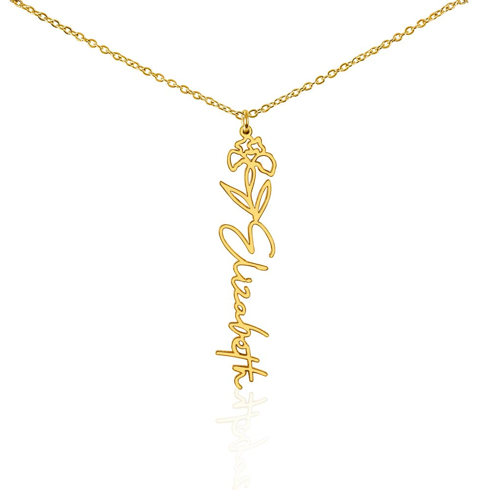 Flower Name Necklace - Vertical